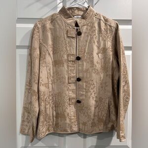 Chico's Beige Brocade Mandarin Collar Jacket